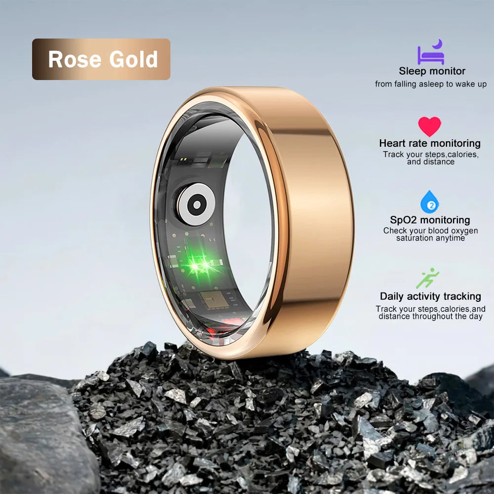 2024 NEW R02 Smart Ring Multifunctional Step Health Tracker Heart Rate Blood Oxygen Monitor Waterproof Men Women Sleep Fitness